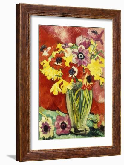 Crystal Vase with Anemones and Daffodils; Vase Cristal, Anemones Et Jonquilles, 1929 (Oil on Canvas-Louis Valtat-Framed Giclee Print