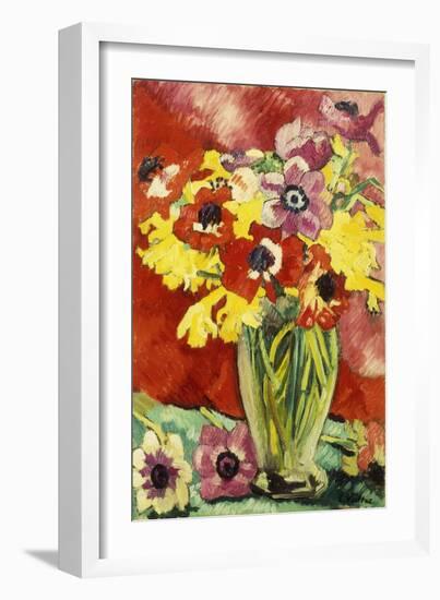 Crystal Vase with Anemones and Daffodils; Vase Cristal, Anemones Et Jonquilles, 1929 (Oil on Canvas-Louis Valtat-Framed Giclee Print