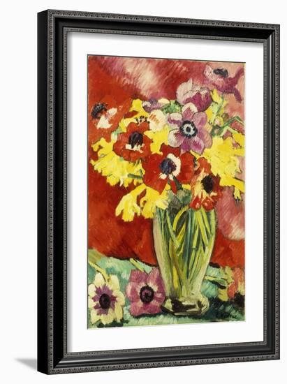 Crystal Vase with Anemones and Daffodils; Vase Cristal, Anemones Et Jonquilles, 1929 (Oil on Canvas-Louis Valtat-Framed Giclee Print