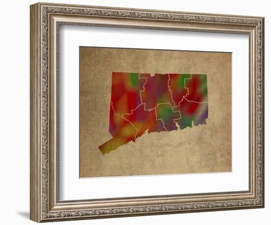 CT Colorful Counties-Red Atlas Designs-Framed Giclee Print