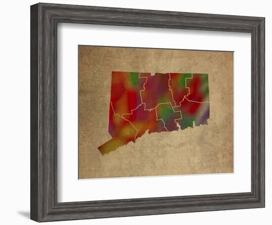 CT Colorful Counties-Red Atlas Designs-Framed Giclee Print