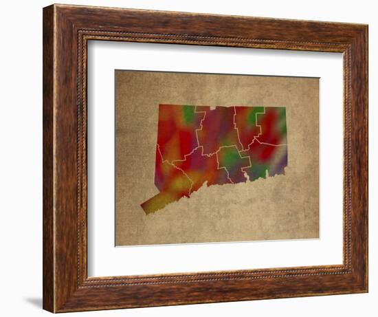 CT Colorful Counties-Red Atlas Designs-Framed Giclee Print