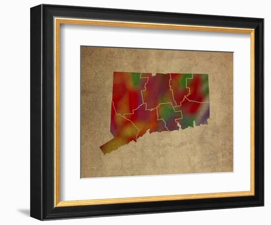 CT Colorful Counties-Red Atlas Designs-Framed Giclee Print
