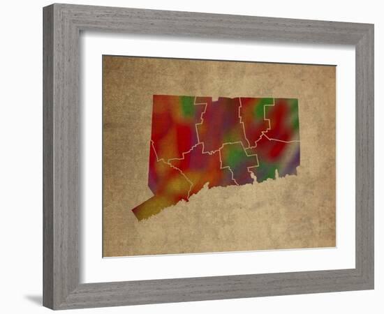 CT Colorful Counties-Red Atlas Designs-Framed Giclee Print