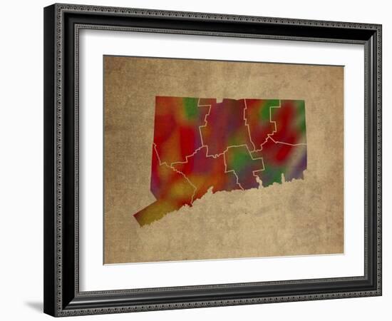 CT Colorful Counties-Red Atlas Designs-Framed Giclee Print