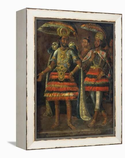 Cuauhtemoc (1497-1525) Et Moctezuma II (1466-1520) - Portrait of Moctezuma and Cuauhtemoc Par Anony-Anonymous Anonymous-Framed Premier Image Canvas