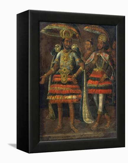 Cuauhtemoc (1497-1525) Et Moctezuma II (1466-1520) - Portrait of Moctezuma and Cuauhtemoc Par Anony-Anonymous Anonymous-Framed Premier Image Canvas