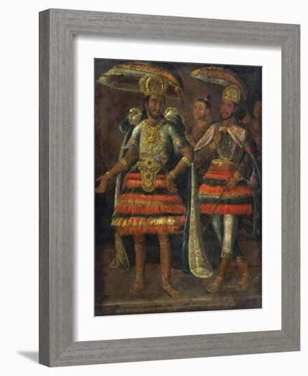 Cuauhtemoc (1497-1525) Et Moctezuma II (1466-1520) - Portrait of Moctezuma and Cuauhtemoc Par Anony-Anonymous Anonymous-Framed Giclee Print