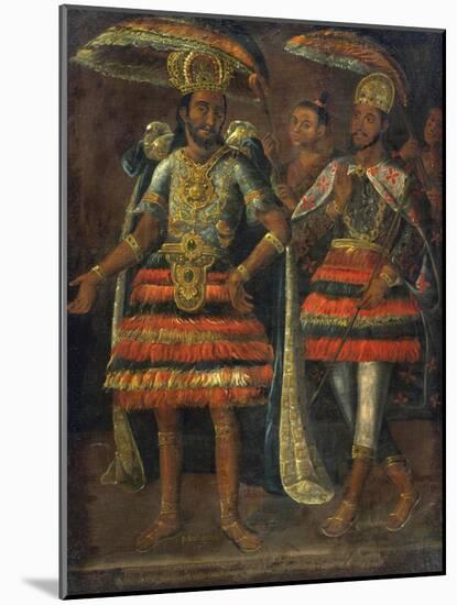 Cuauhtemoc (1497-1525) Et Moctezuma II (1466-1520) - Portrait of Moctezuma and Cuauhtemoc Par Anony-Anonymous Anonymous-Mounted Giclee Print