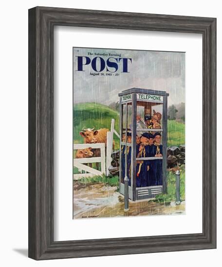 "Cub Scouts in Phone Booth," Saturday Evening Post Cover, August 26, 1961-Richard Sargent-Framed Giclee Print