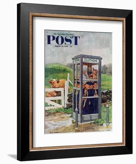 "Cub Scouts in Phone Booth," Saturday Evening Post Cover, August 26, 1961-Richard Sargent-Framed Giclee Print