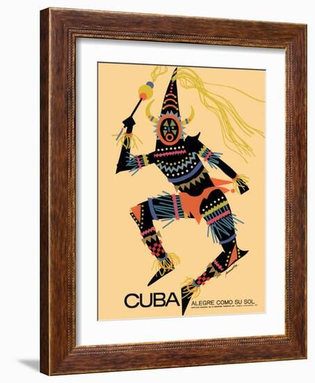 Cuba - Alegre Como Su Sol (Cheerful as Her Sun) - Carnival, Vintage Travel Poster, 1970s-Luis Vega De Castro-Framed Art Print