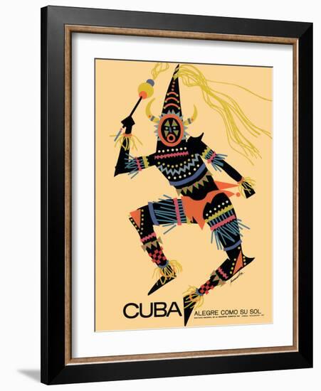 Cuba - Alegre Como Su Sol (Cheerful as Her Sun) - Carnival, Vintage Travel Poster, 1970s-Luis Vega De Castro-Framed Art Print