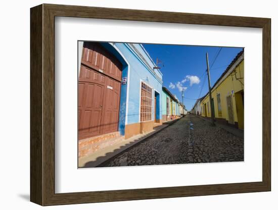 Cuba. Casa Particulares Line the Street, Shown by their Particular Logo Above the Street Number-Inger Hogstrom-Framed Photographic Print