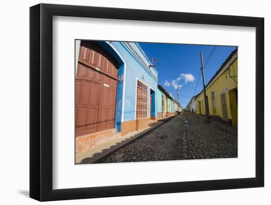 Cuba. Casa Particulares Line the Street, Shown by their Particular Logo Above the Street Number-Inger Hogstrom-Framed Photographic Print