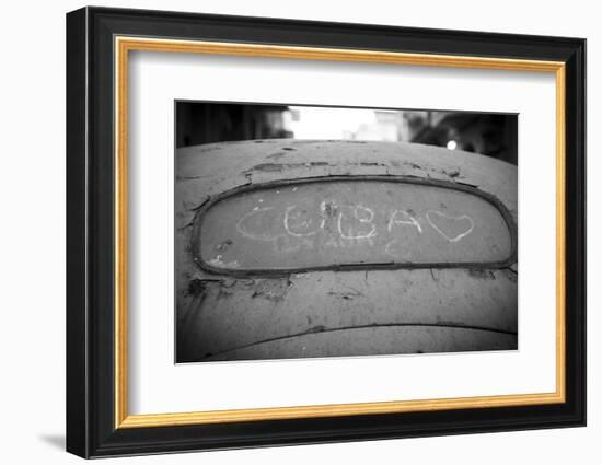 Cuba' Drawn in the Dirt on a Rear Windscreen of Old Car, Habana Vieja, Havana, Cuba-Jon Arnold-Framed Photographic Print