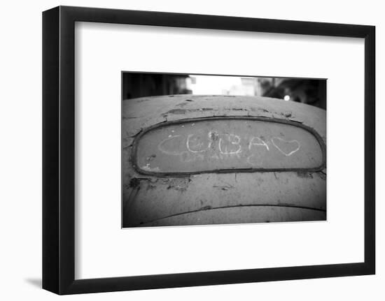 Cuba' Drawn in the Dirt on a Rear Windscreen of Old Car, Habana Vieja, Havana, Cuba-Jon Arnold-Framed Photographic Print