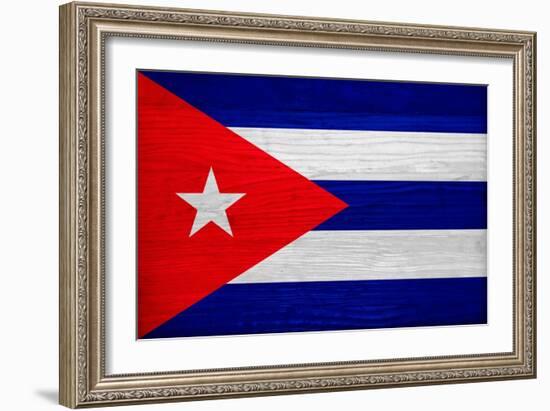 Cuba Flag Design with Wood Patterning - Flags of the World Series-Philippe Hugonnard-Framed Art Print