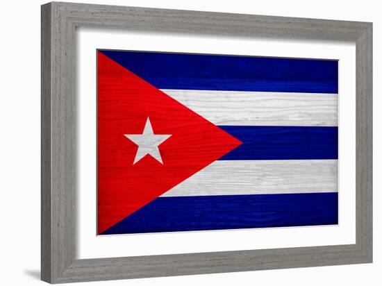 Cuba Flag Design with Wood Patterning - Flags of the World Series-Philippe Hugonnard-Framed Art Print