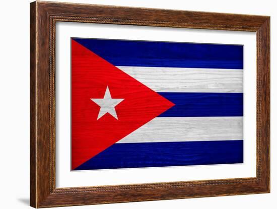 Cuba Flag Design with Wood Patterning - Flags of the World Series-Philippe Hugonnard-Framed Art Print