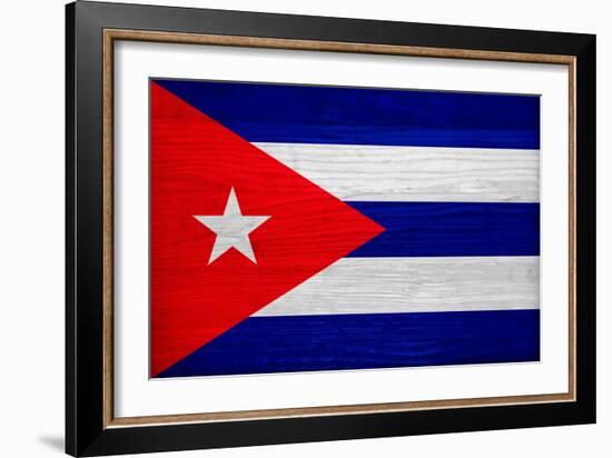 Cuba Flag Design with Wood Patterning - Flags of the World Series-Philippe Hugonnard-Framed Art Print