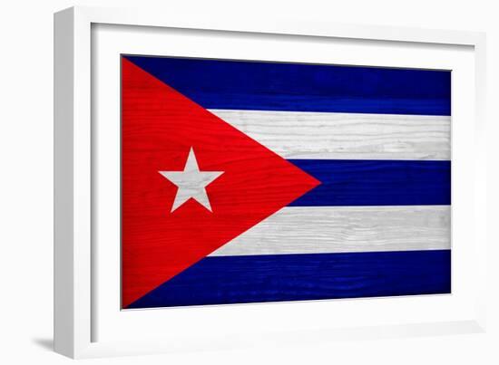 Cuba Flag Design with Wood Patterning - Flags of the World Series-Philippe Hugonnard-Framed Art Print