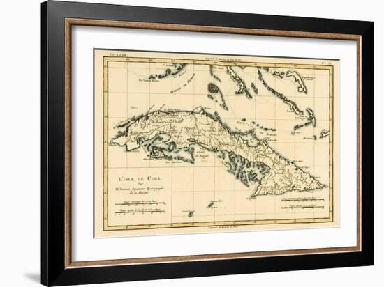 Cuba, from 'Atlas De Toutes Les Parties Connues Du Globe Terrestre' by Guillaume Raynal (1713-96)…-Charles Marie Rigobert Bonne-Framed Premium Giclee Print