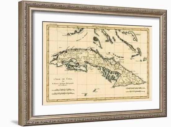 Cuba, from 'Atlas De Toutes Les Parties Connues Du Globe Terrestre' by Guillaume Raynal (1713-96)…-Charles Marie Rigobert Bonne-Framed Giclee Print