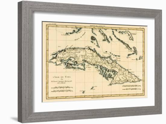 Cuba, from 'Atlas De Toutes Les Parties Connues Du Globe Terrestre' by Guillaume Raynal (1713-96)…-Charles Marie Rigobert Bonne-Framed Giclee Print