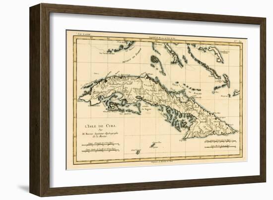 Cuba, from 'Atlas De Toutes Les Parties Connues Du Globe Terrestre' by Guillaume Raynal (1713-96)…-Charles Marie Rigobert Bonne-Framed Giclee Print