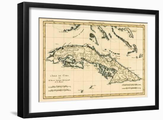 Cuba, from 'Atlas De Toutes Les Parties Connues Du Globe Terrestre' by Guillaume Raynal (1713-96)…-Charles Marie Rigobert Bonne-Framed Giclee Print