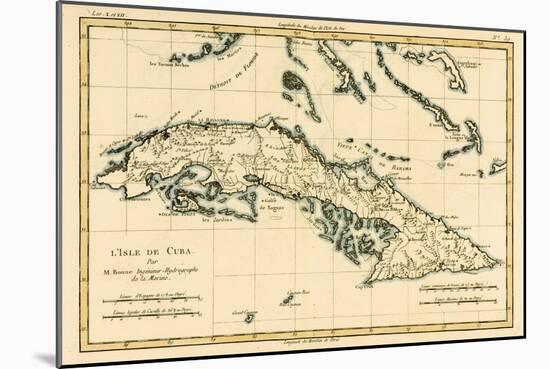 Cuba, from 'Atlas De Toutes Les Parties Connues Du Globe Terrestre' by Guillaume Raynal (1713-96)…-Charles Marie Rigobert Bonne-Mounted Giclee Print