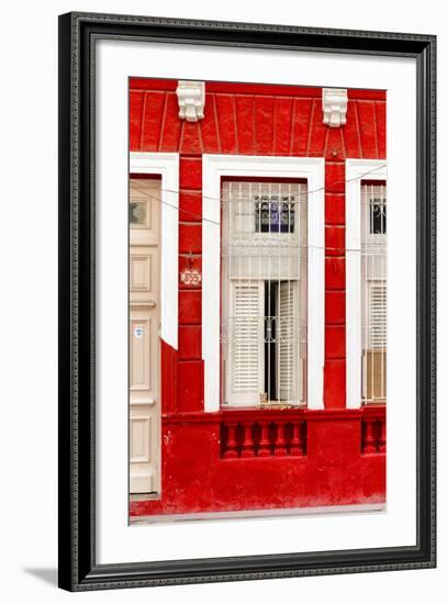 Cuba Fuerte Collection - 355 Street Red Facade II-Philippe Hugonnard-Framed Photographic Print