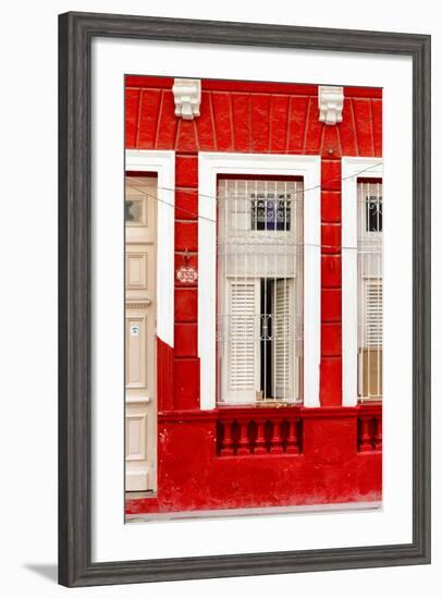 Cuba Fuerte Collection - 355 Street Red Facade II-Philippe Hugonnard-Framed Photographic Print