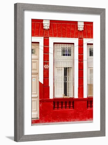 Cuba Fuerte Collection - 355 Street Red Facade II-Philippe Hugonnard-Framed Photographic Print