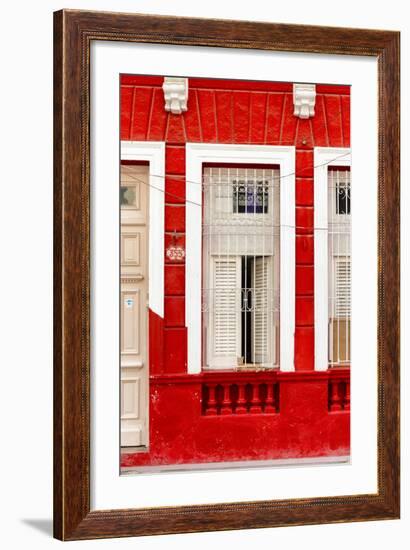 Cuba Fuerte Collection - 355 Street Red Facade II-Philippe Hugonnard-Framed Photographic Print