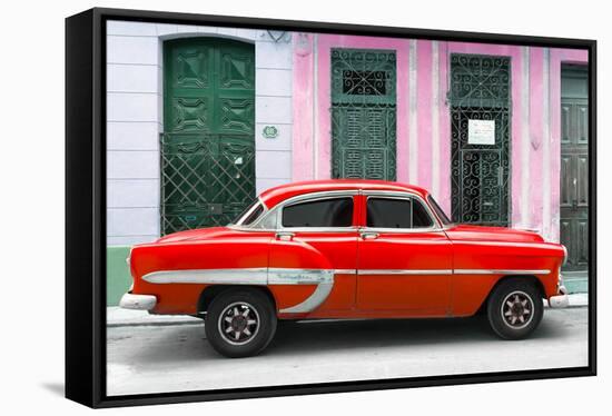 Cuba Fuerte Collection - 66 Street Havana Red Car-Philippe Hugonnard-Framed Stretched Canvas