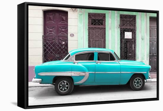 Cuba Fuerte Collection - 66 Street Havana Turquoise Car-Philippe Hugonnard-Framed Stretched Canvas