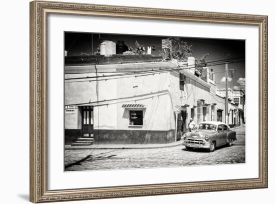 Cuba Fuerte Collection B&W - American Car in Trinidad-Philippe Hugonnard-Framed Photographic Print