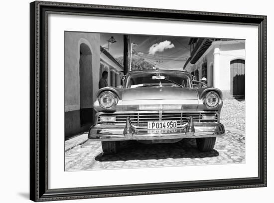 Cuba Fuerte Collection B&W - American Classic Car in Trinidad VII-Philippe Hugonnard-Framed Photographic Print