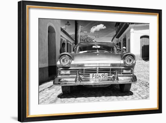 Cuba Fuerte Collection B&W - American Classic Car in Trinidad VII-Philippe Hugonnard-Framed Photographic Print