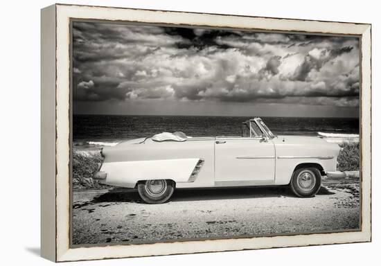 Cuba Fuerte Collection B&W - American Classic Car on the Beach II-Philippe Hugonnard-Framed Premier Image Canvas