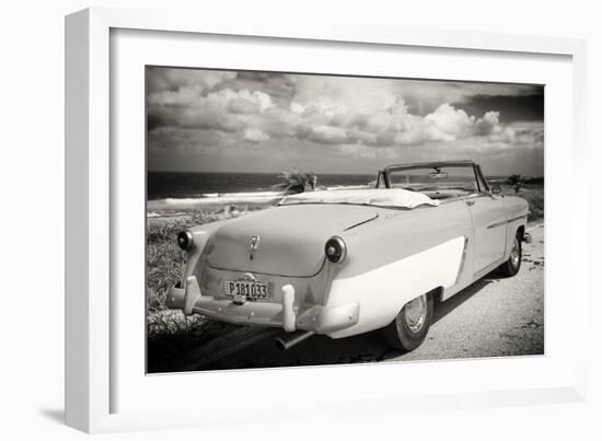 Cuba Fuerte Collection B&W - American Classic Car on the Beach III-Philippe Hugonnard-Framed Photographic Print