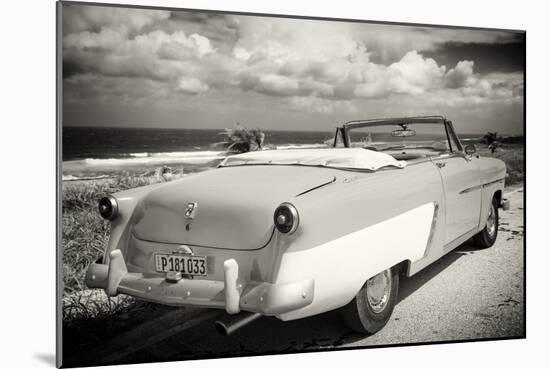 Cuba Fuerte Collection B&W - American Classic Car on the Beach III-Philippe Hugonnard-Mounted Photographic Print