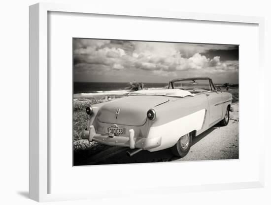 Cuba Fuerte Collection B&W - American Classic Car on the Beach III-Philippe Hugonnard-Framed Photographic Print