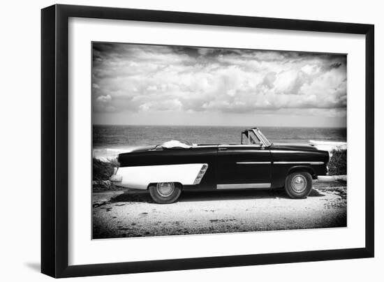 Cuba Fuerte Collection B&W - American Classic Car on the Beach-Philippe Hugonnard-Framed Photographic Print