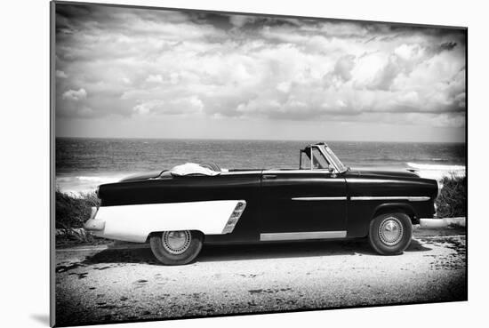 Cuba Fuerte Collection B&W - American Classic Car on the Beach-Philippe Hugonnard-Mounted Photographic Print