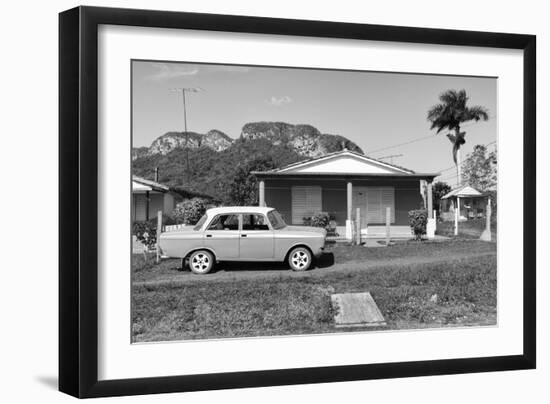 Cuba Fuerte Collection B&W - Classic car in Vinales Valley-Philippe Hugonnard-Framed Photographic Print