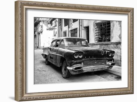 Cuba Fuerte Collection B&W - Old American Pontiac-Philippe Hugonnard-Framed Photographic Print