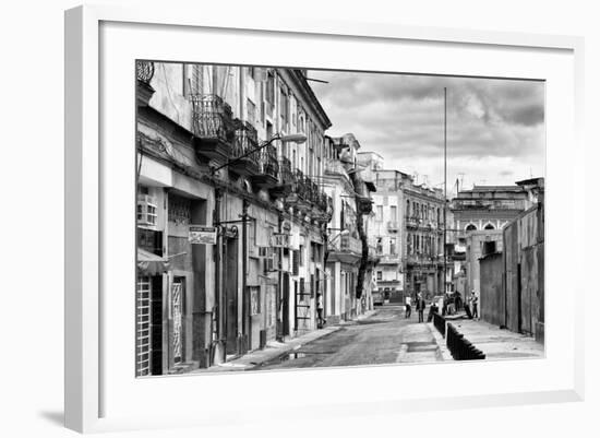 Cuba Fuerte Collection B&W - Street Scene in Havana Centro II-Philippe Hugonnard-Framed Photographic Print